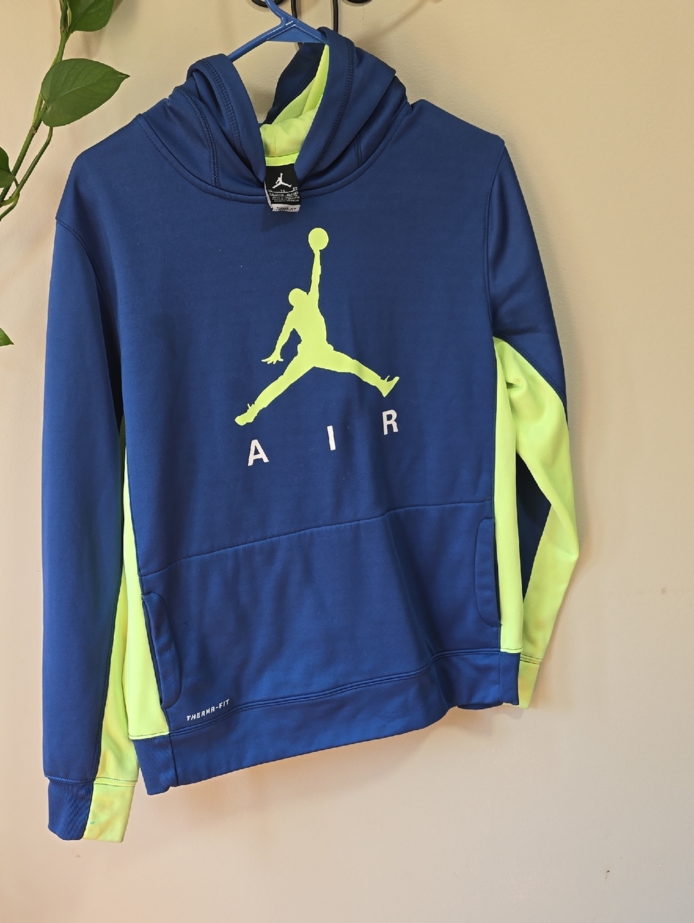 Nike Blue Hoodie with Volt Jumpman Logo